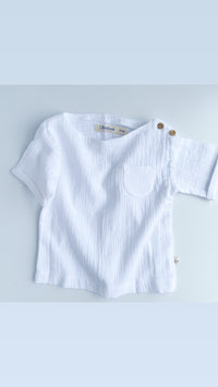 Baby Boatneck Pocket Tee - White