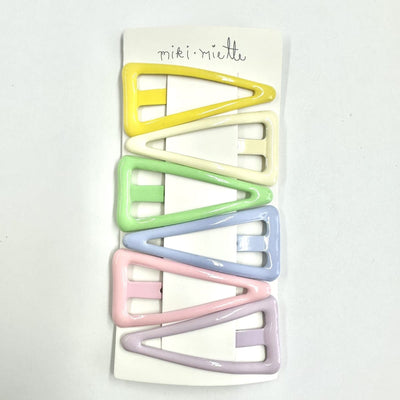 Triangle Enamel Clip 6Pc Set - Rainbow
