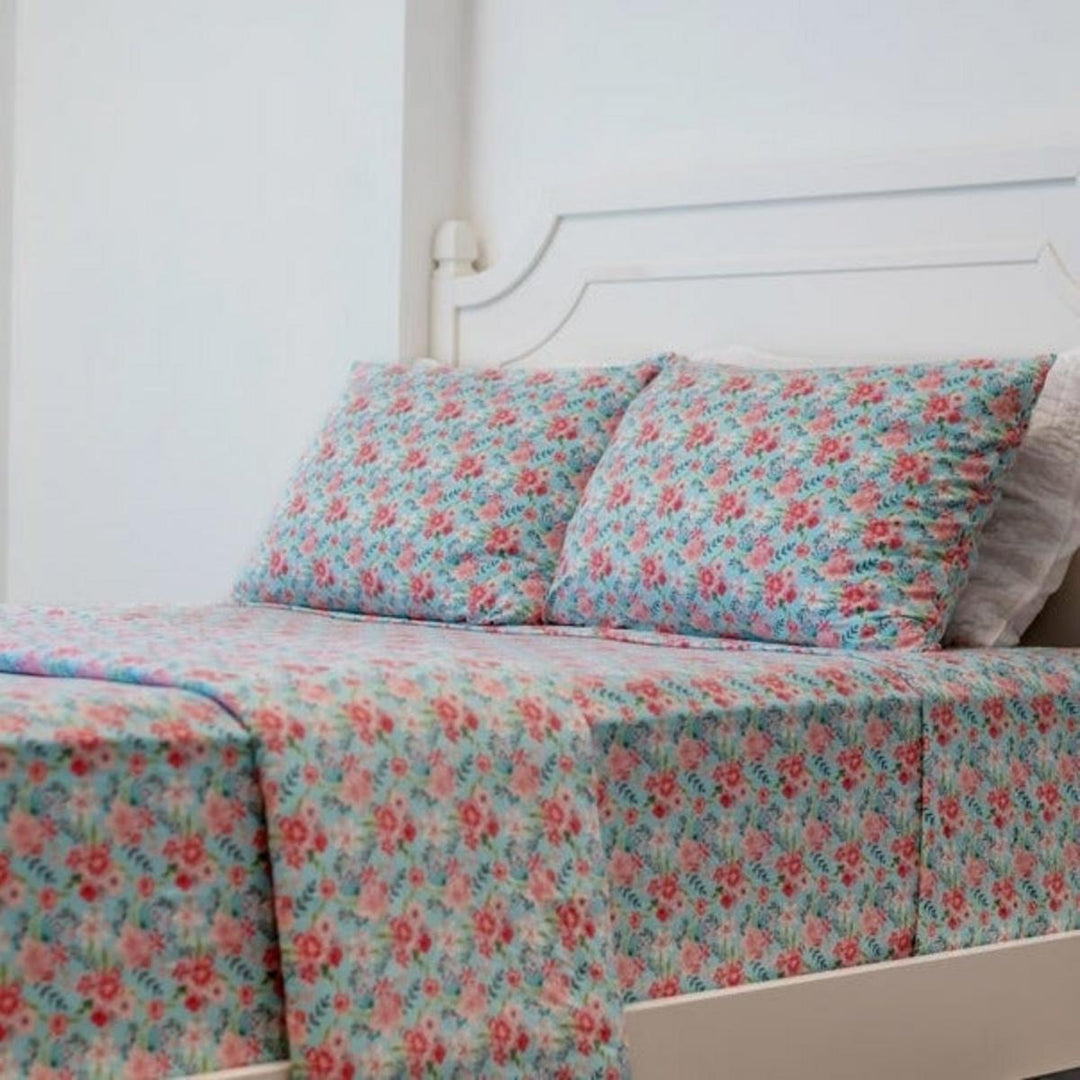 Pillow Case - Aqua Floral