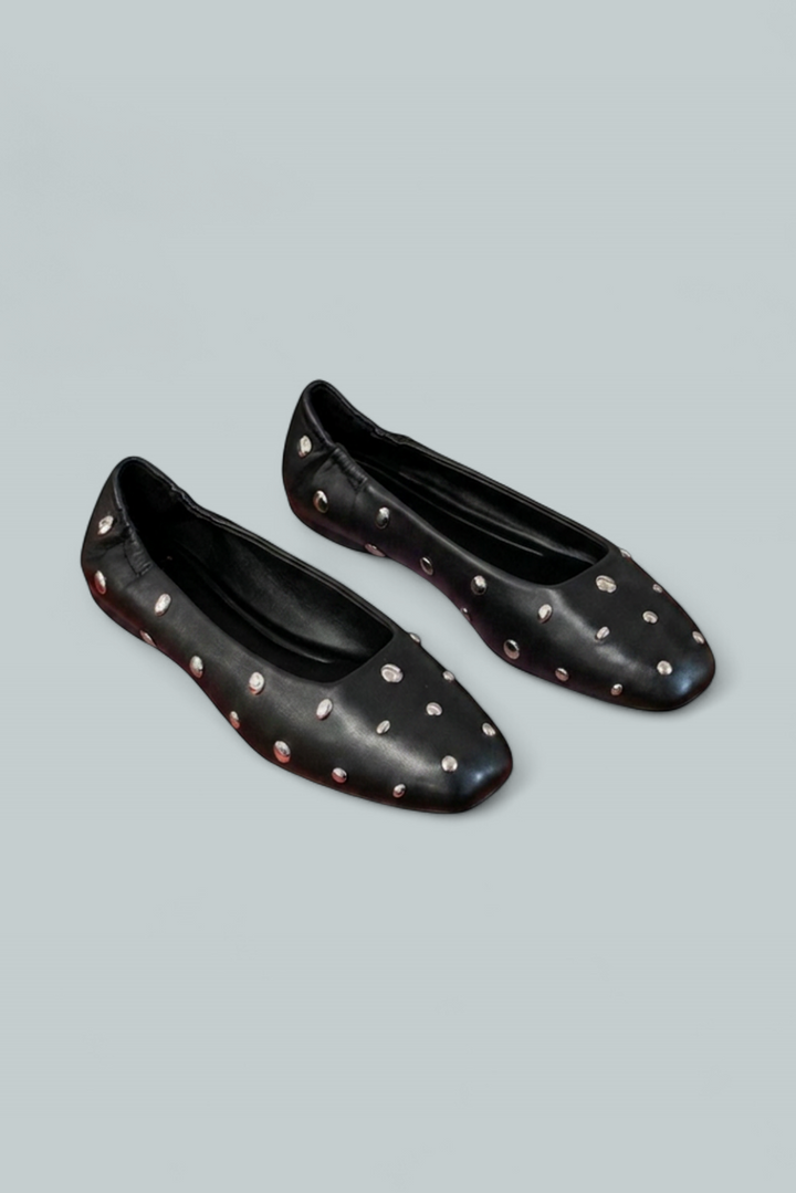 Women's Halo Studded Ballet Flats - Black