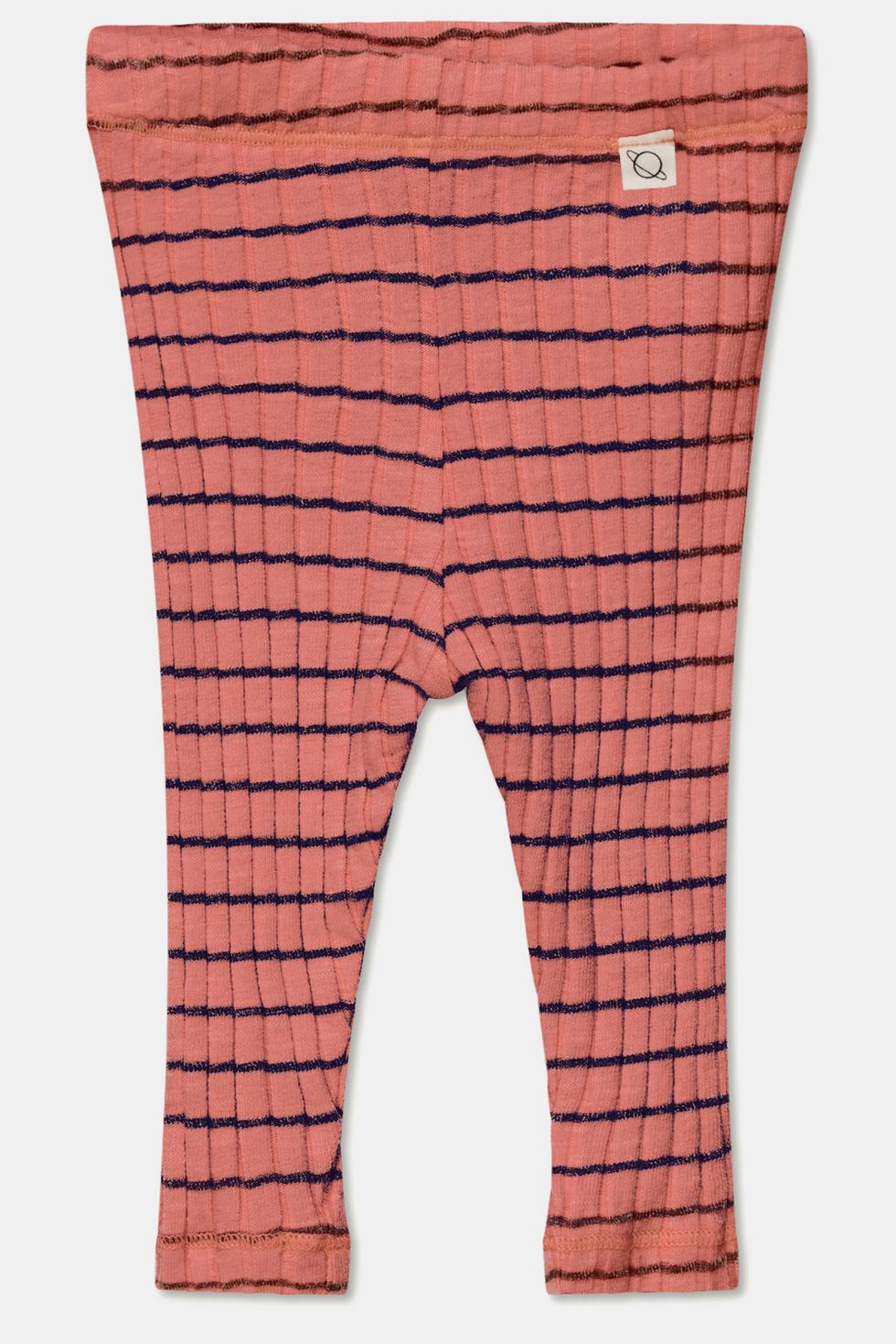 Rib stripe baby leggings - Coral