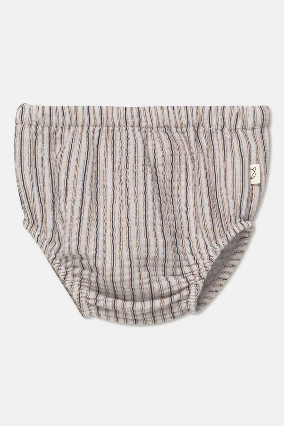 Gauze stripe baby bloomers - Soft grey