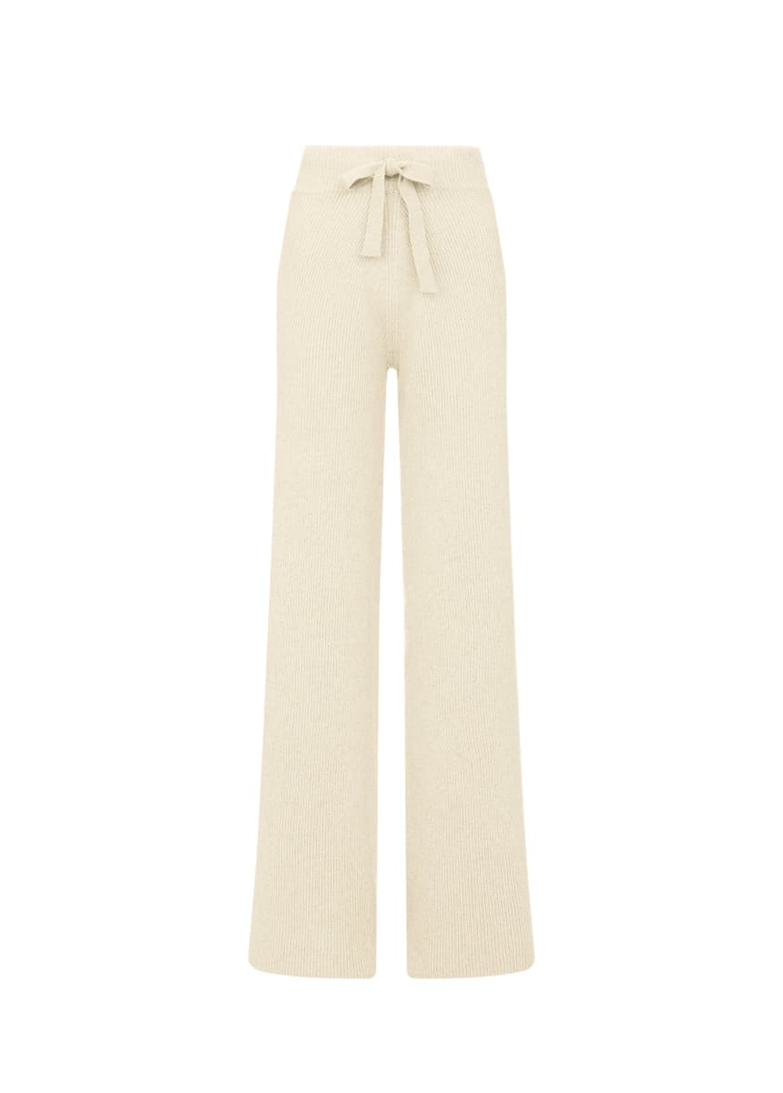 Como | Cashmere Ribbed Trousers - Cream
