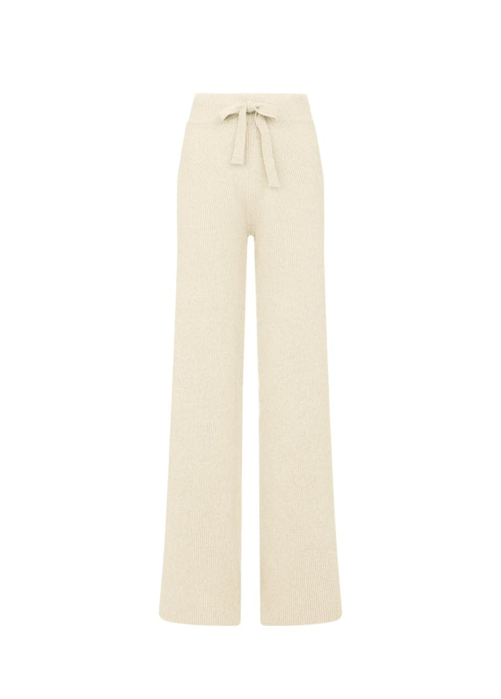 Como | Cashmere Ribbed Trousers - Cream