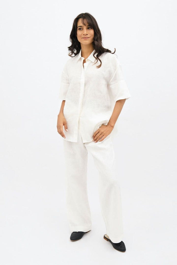 Seville Short Sleeves Shirt - Porcelain - XS - Button Down Shirt