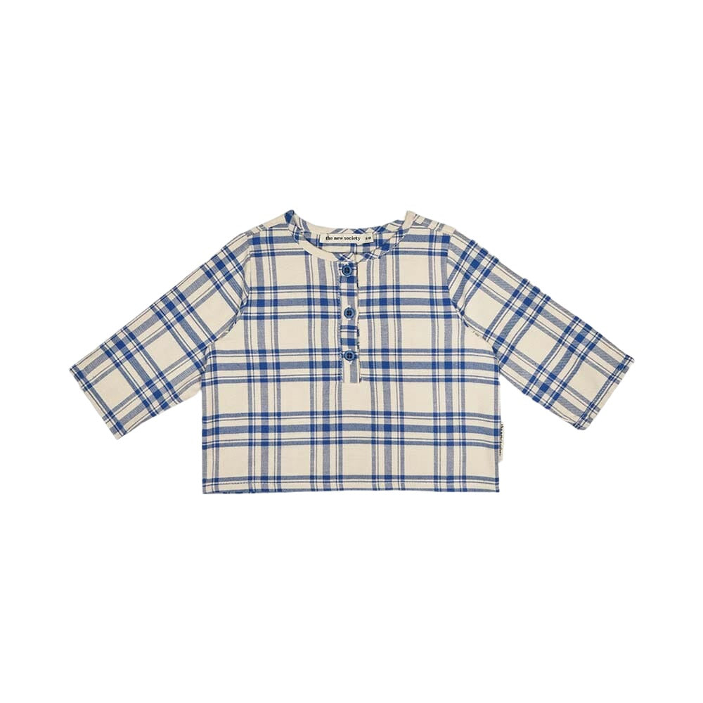 Jean Baby Shirt - Blue Check Button Down Shirts The New Society 