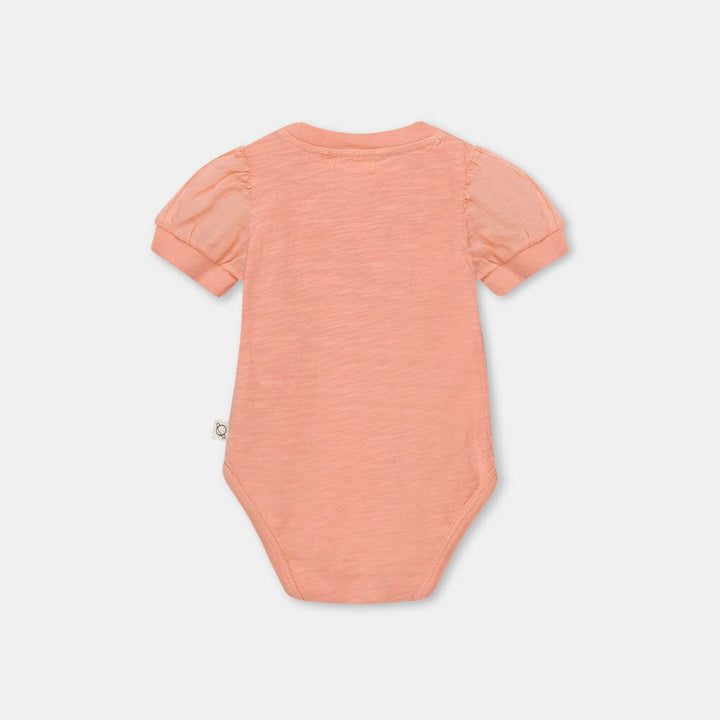 Slub Puffed Sleeves Bodysuit - Peach Bodysuits My Little Cozmo 