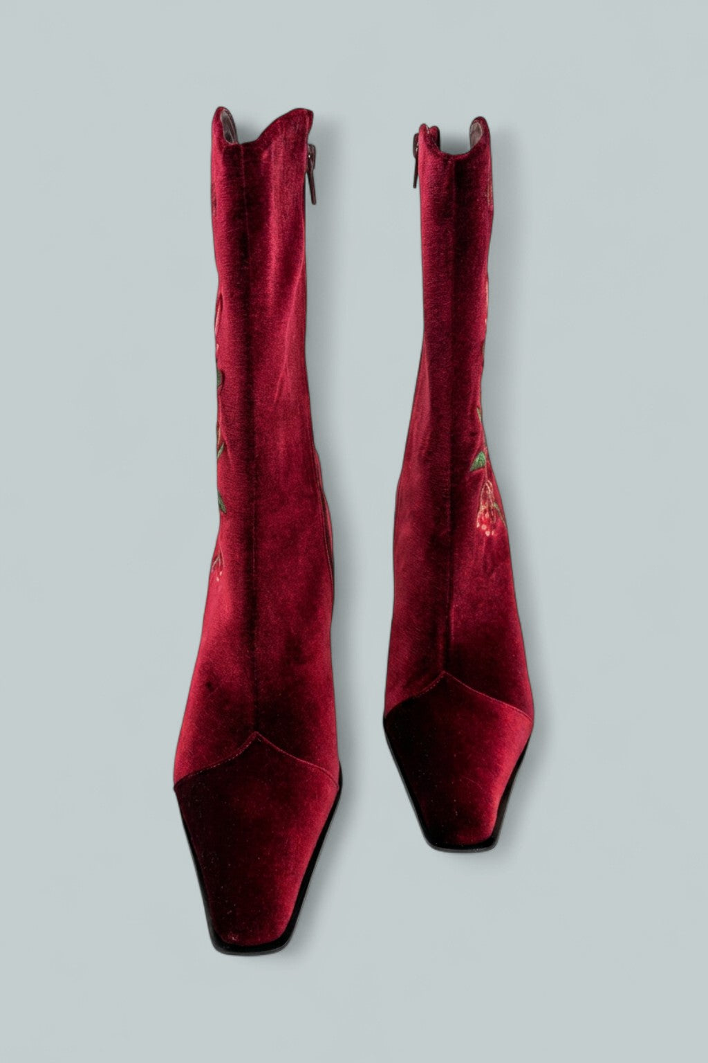 Be Bold Embroidered Boots - Wine Velvet