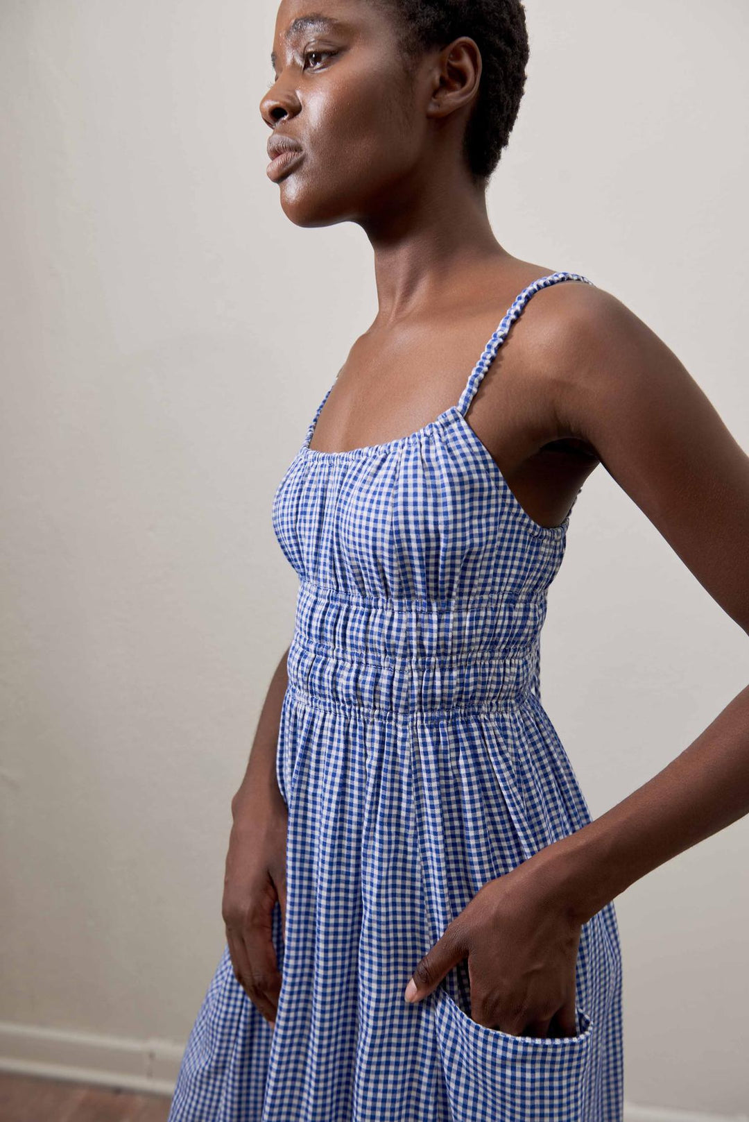 Matcha Dress | Indigo Gingham | Organic