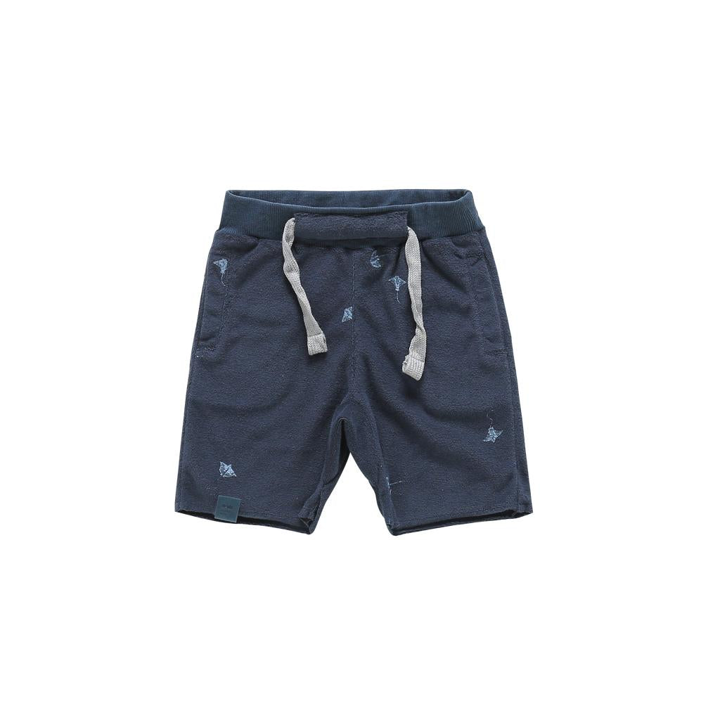 Terry Shorts with Print - Navy