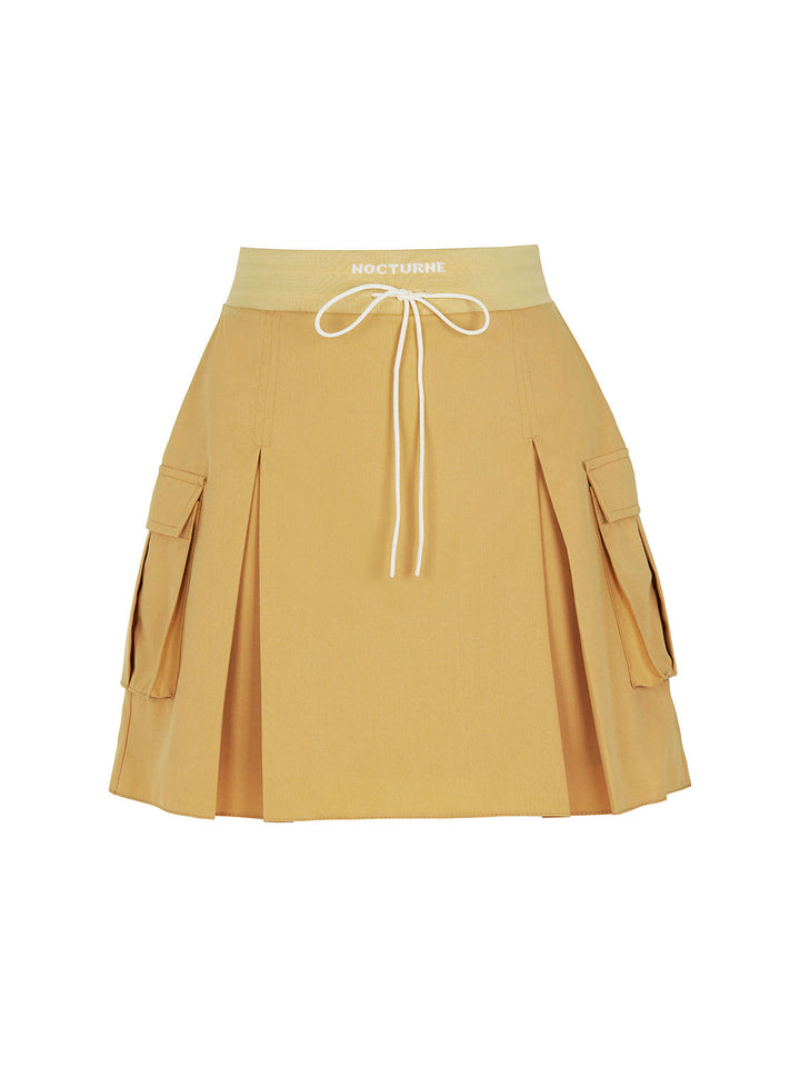 High-Waisted Ribbed Mini Skirt - Camel