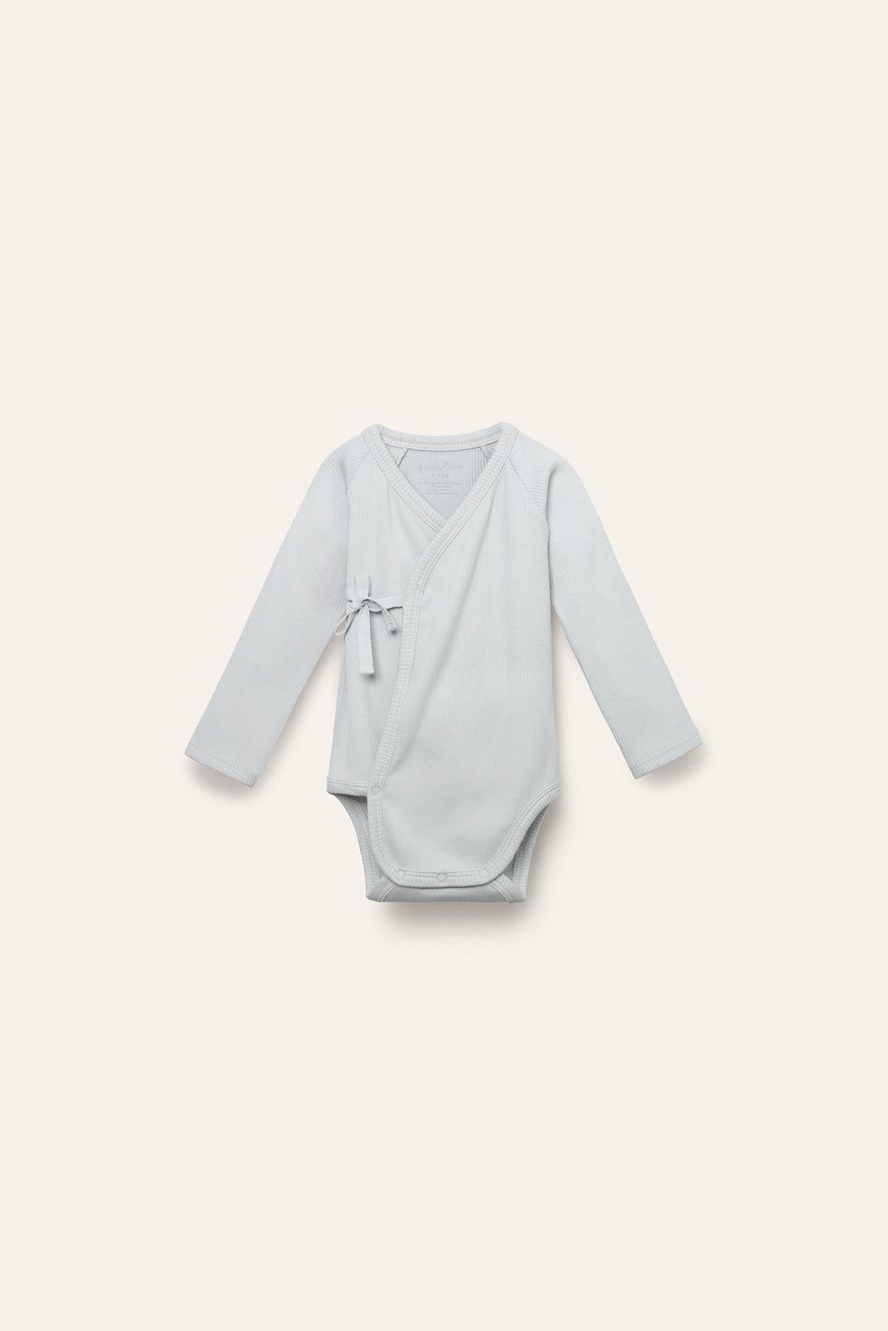Organic Pima Cotton Kimono Baby Onesie - Light Blue