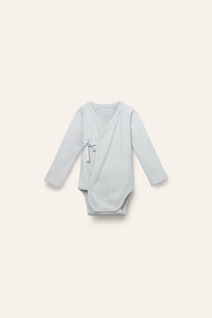 Organic Pima Cotton Kimono Baby Onesie - Light Blue