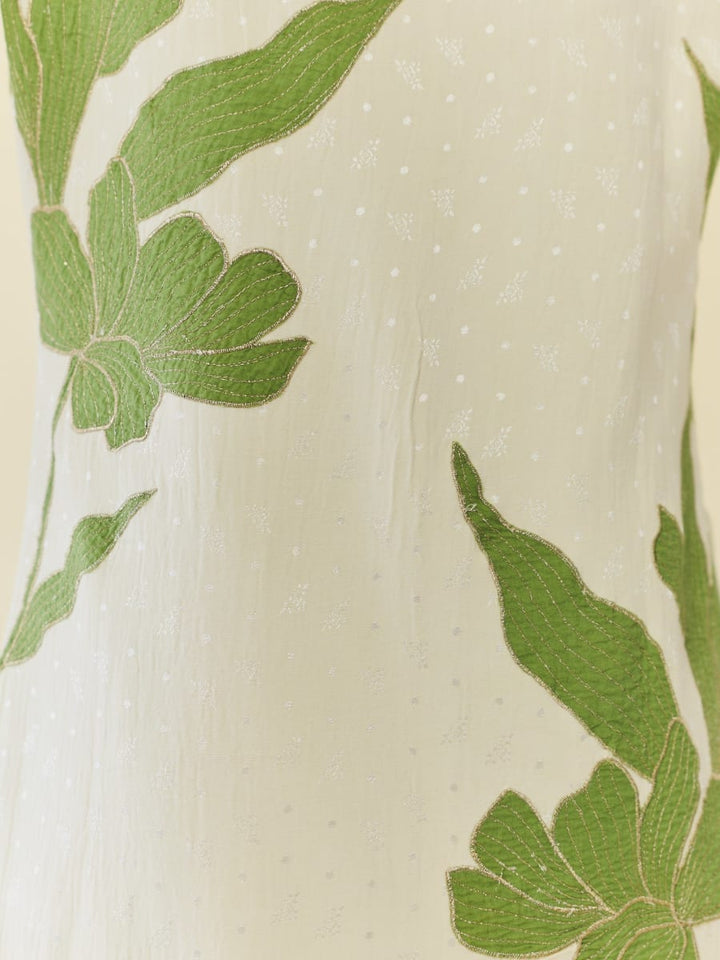 Alex Blazer Dress - Ivory With Green Applique
