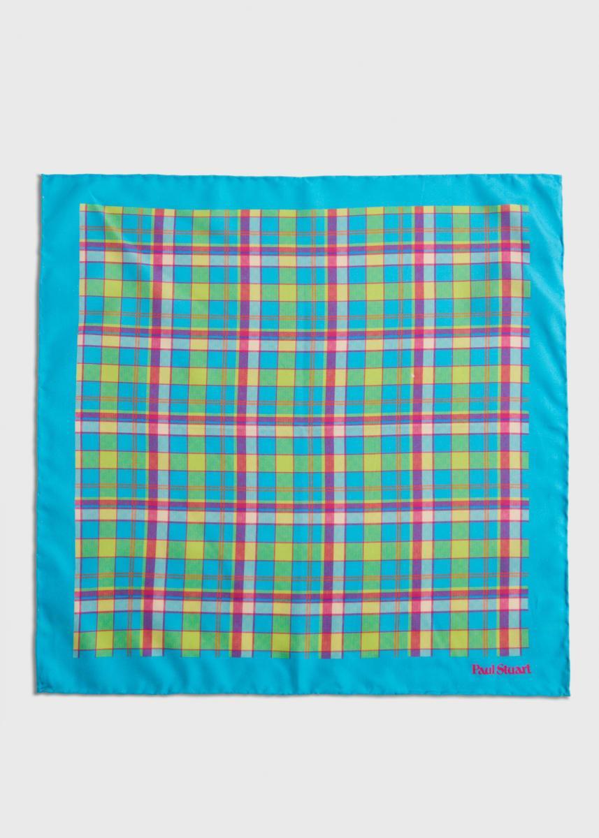 Habotai Silk Plaid Pocket Square - Mint