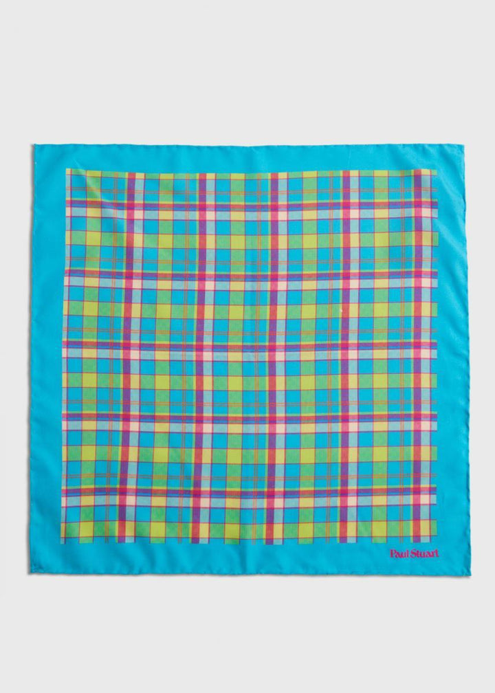 Habotai Silk Plaid Pocket Square - Mint