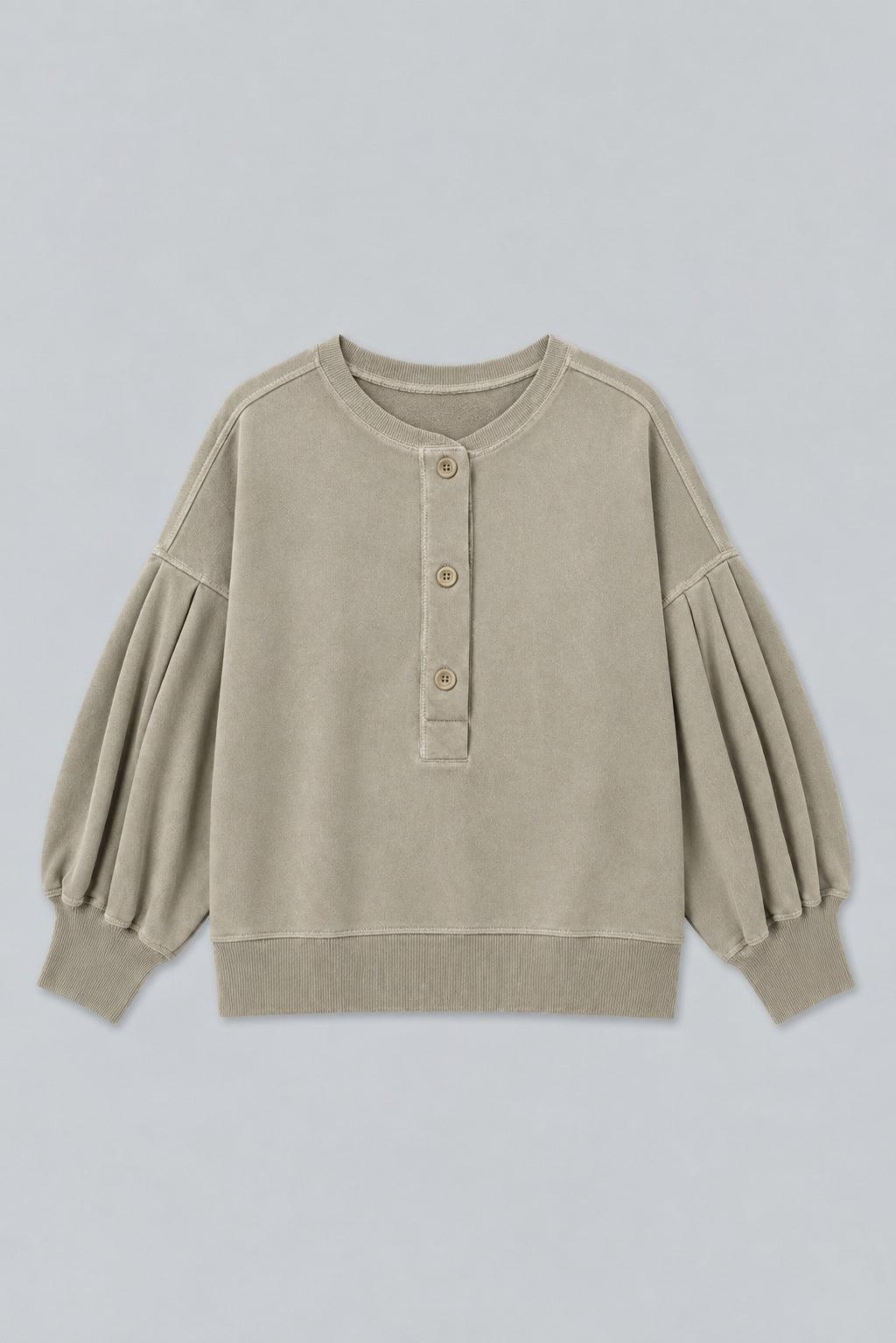 Greta Henley Sweatshirt - Stone
