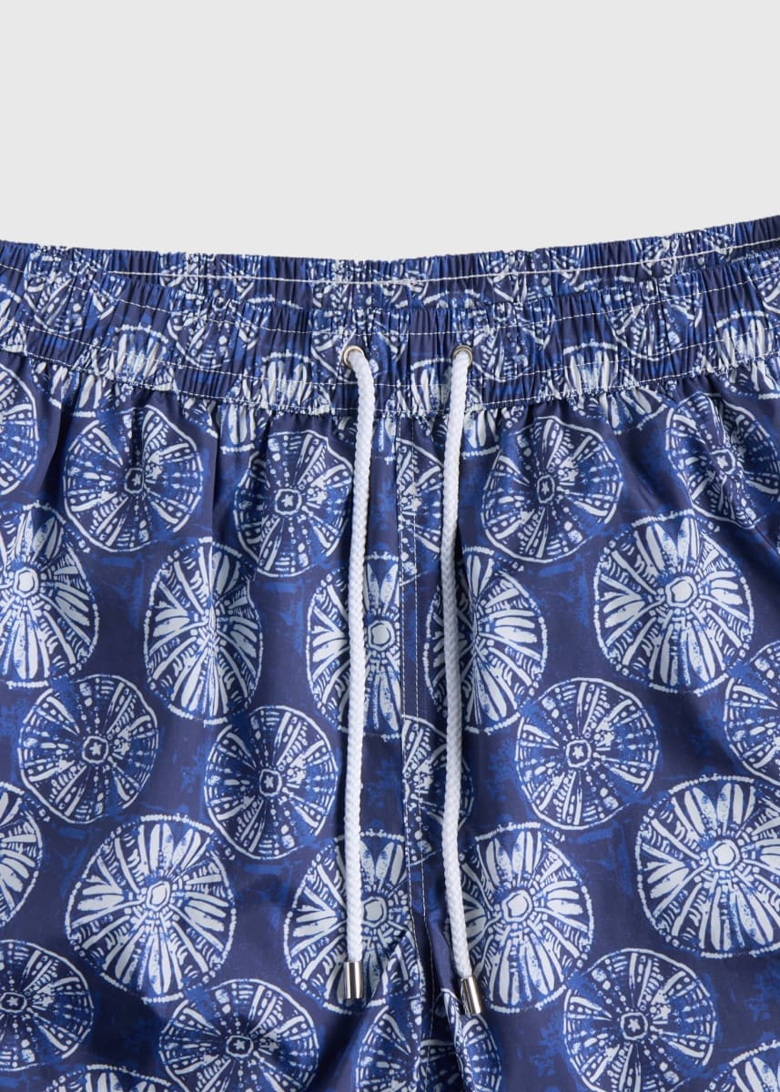Sand Dollar Batik Print Swim Trunk - Indigo