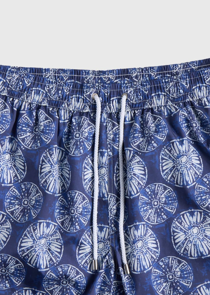 Sand Dollar Batik Print Swim Trunk - Indigo