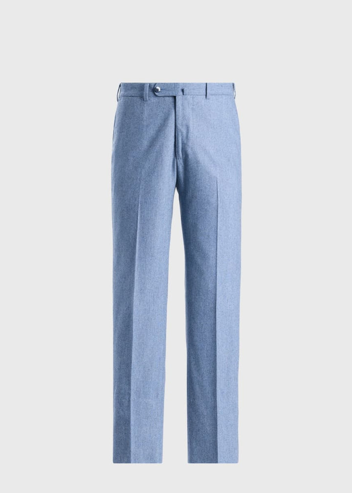 Wool & Cashmere Flannel Dress Trouser - Light Blue