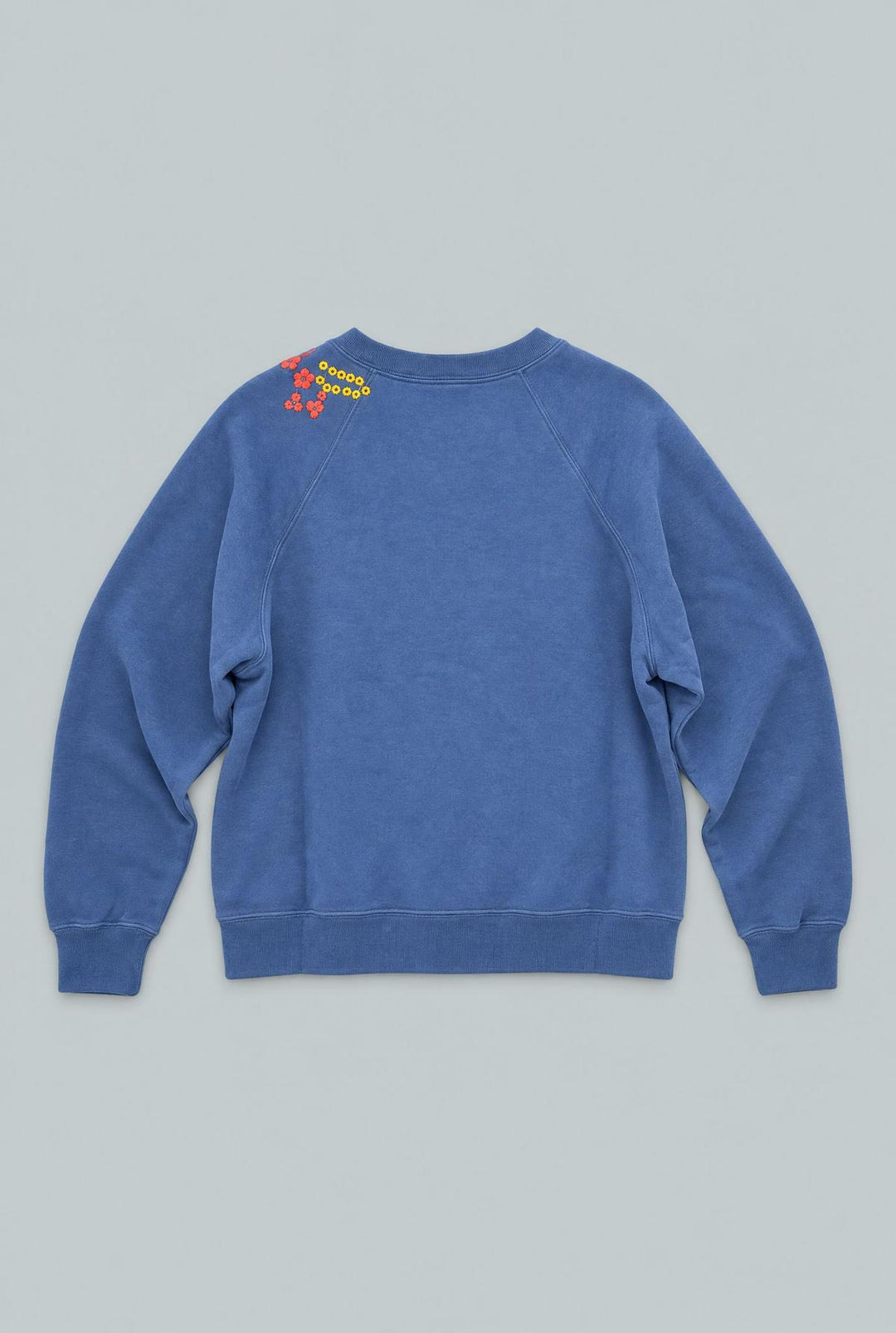 Embroidered Crew Neck Sweatshirt - Deep Blue