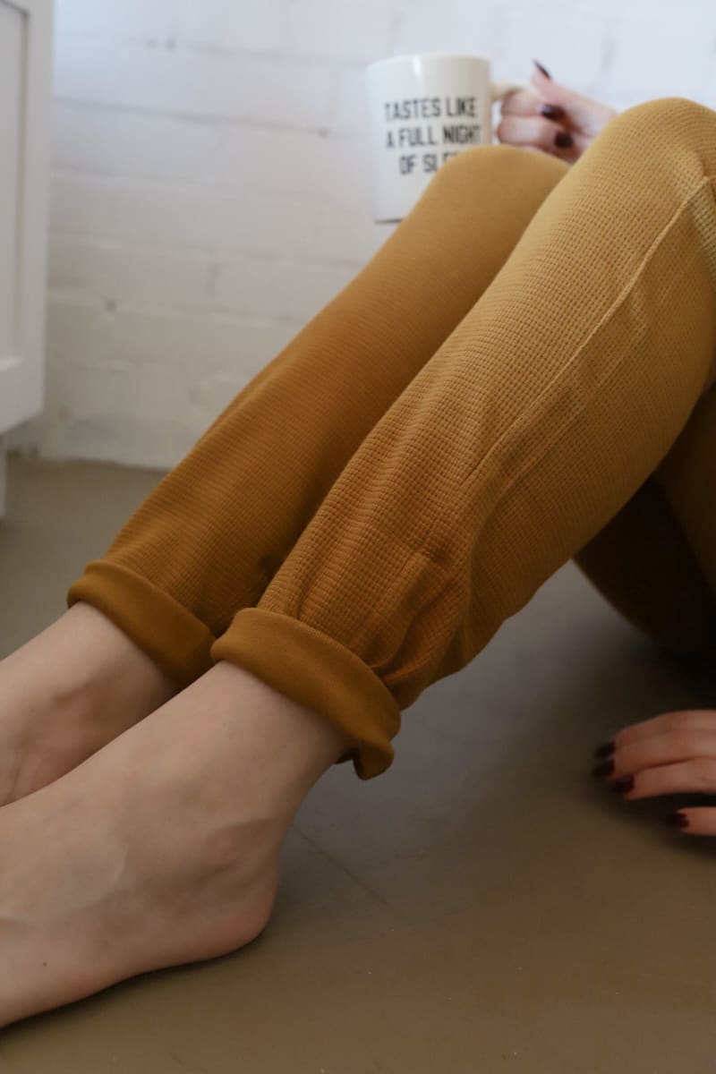 Golden Brown Womens Waffle Lounge Pants