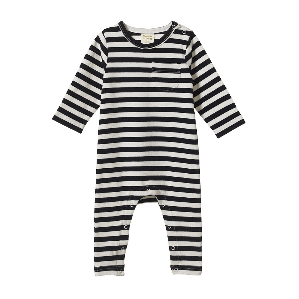 Long Sleeve Romper - Navy Sea Stripe