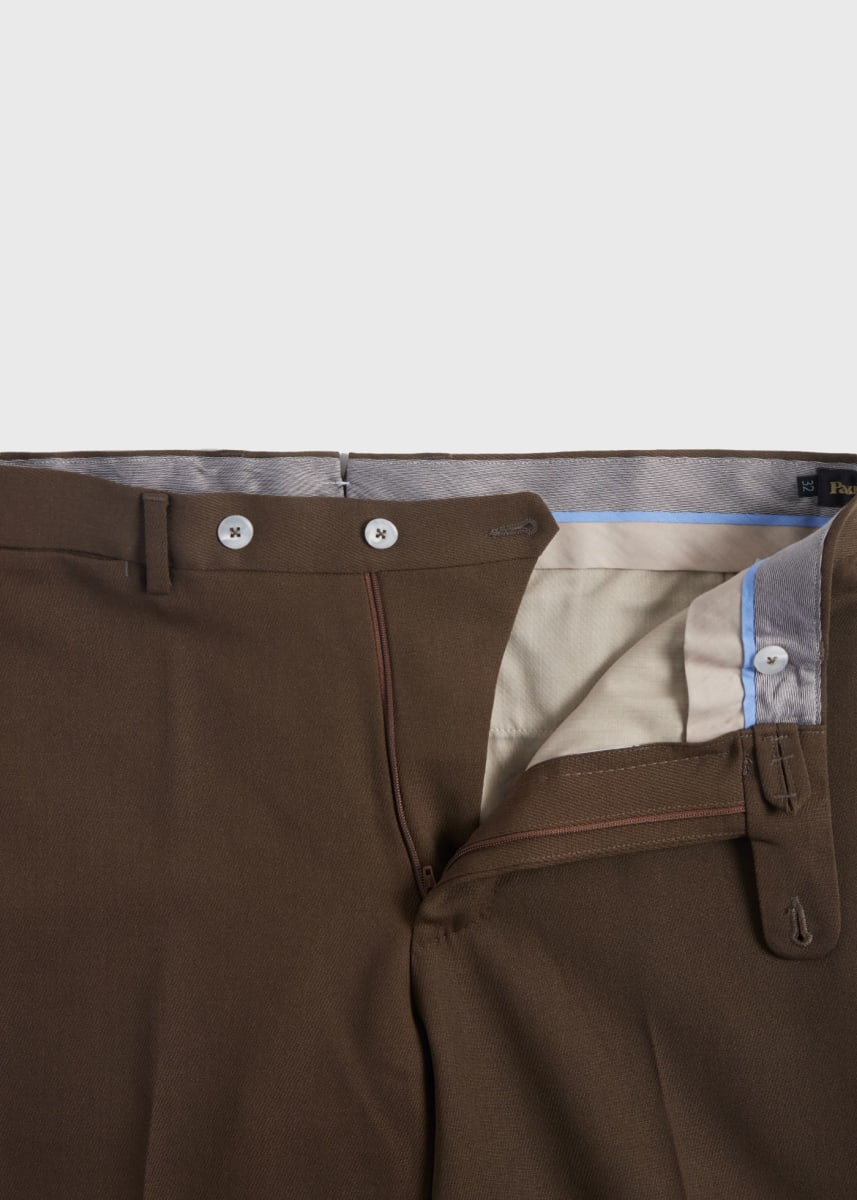 Wool Twill James Dress Trouser - Brown