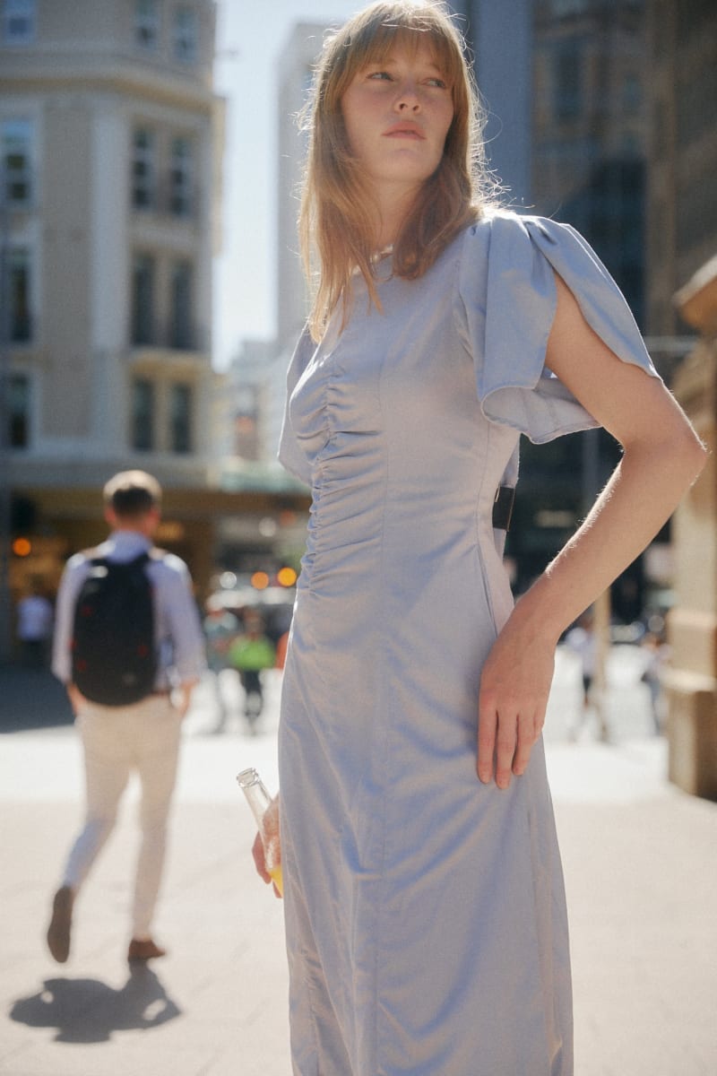 Delphina Ruching Dress - Cornflower Blue