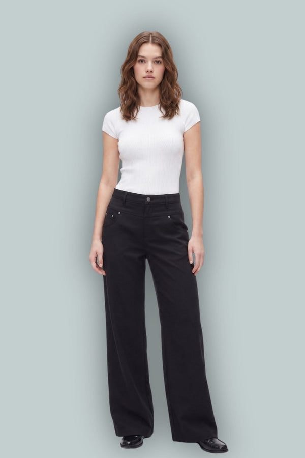 GapStudio Low Rise Satin Baggy Pants - Black