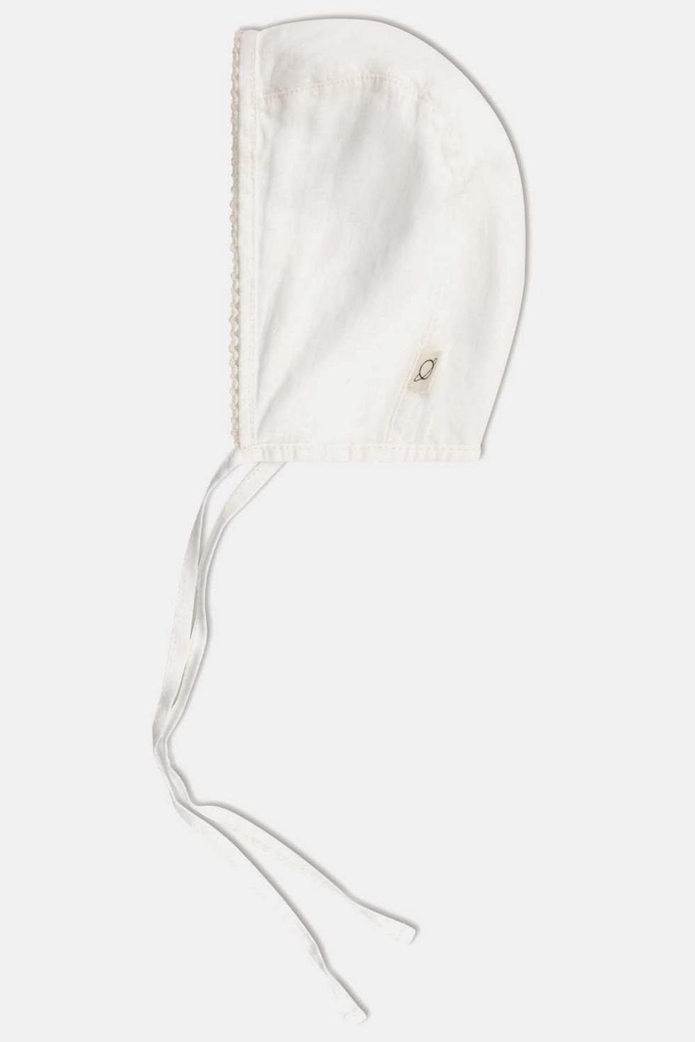 Linen lace baby bonnet - Ivory