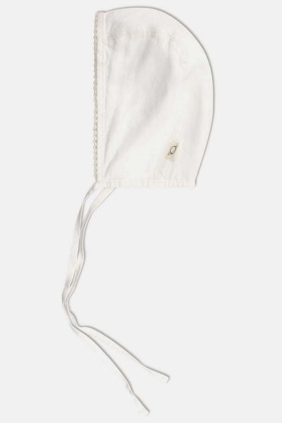 Linen lace baby bonnet - Ivory