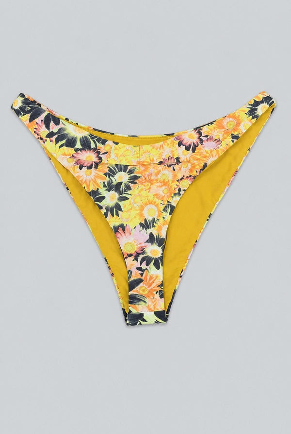 Azalea Floral Low Rise Bikini Bottoms - Yellow