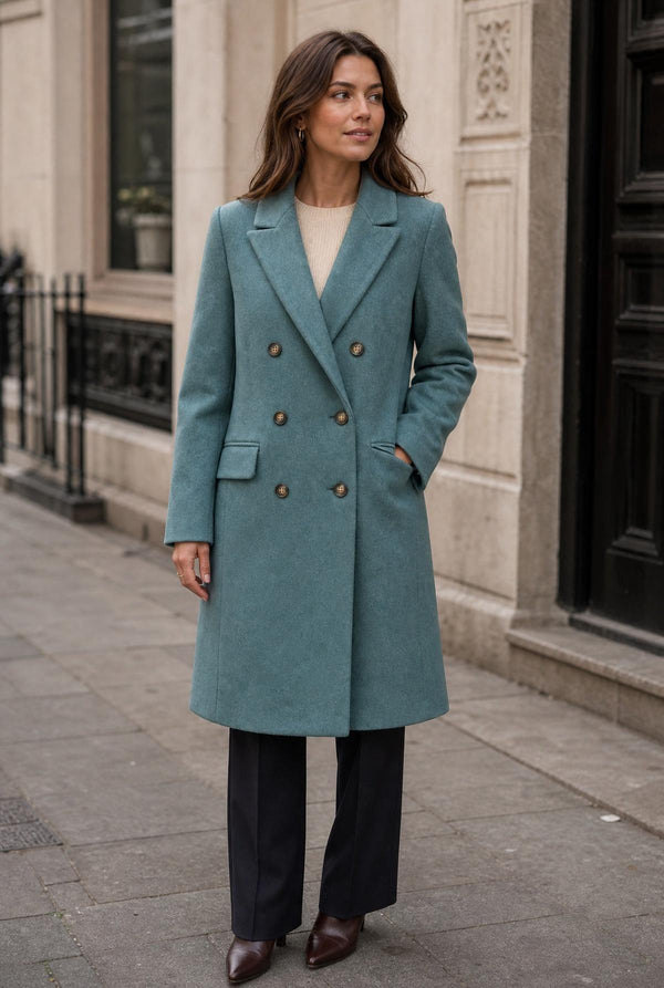 Double Breasted Coat - Agave Green