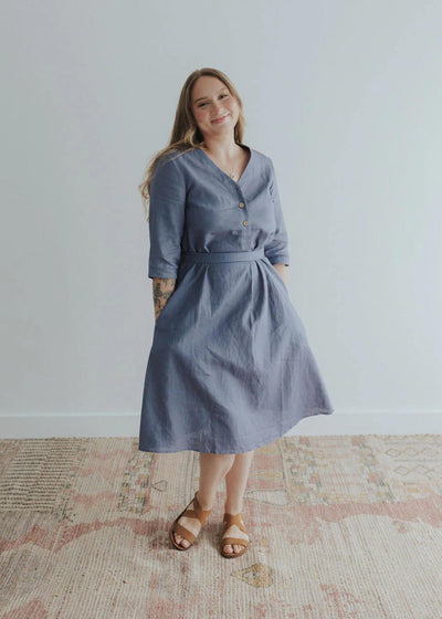 Faye Linen Dress - Blue Dusk