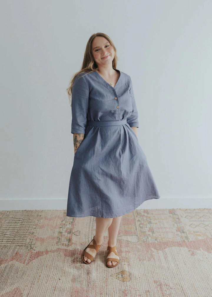 Faye Linen Dress - Blue Dusk