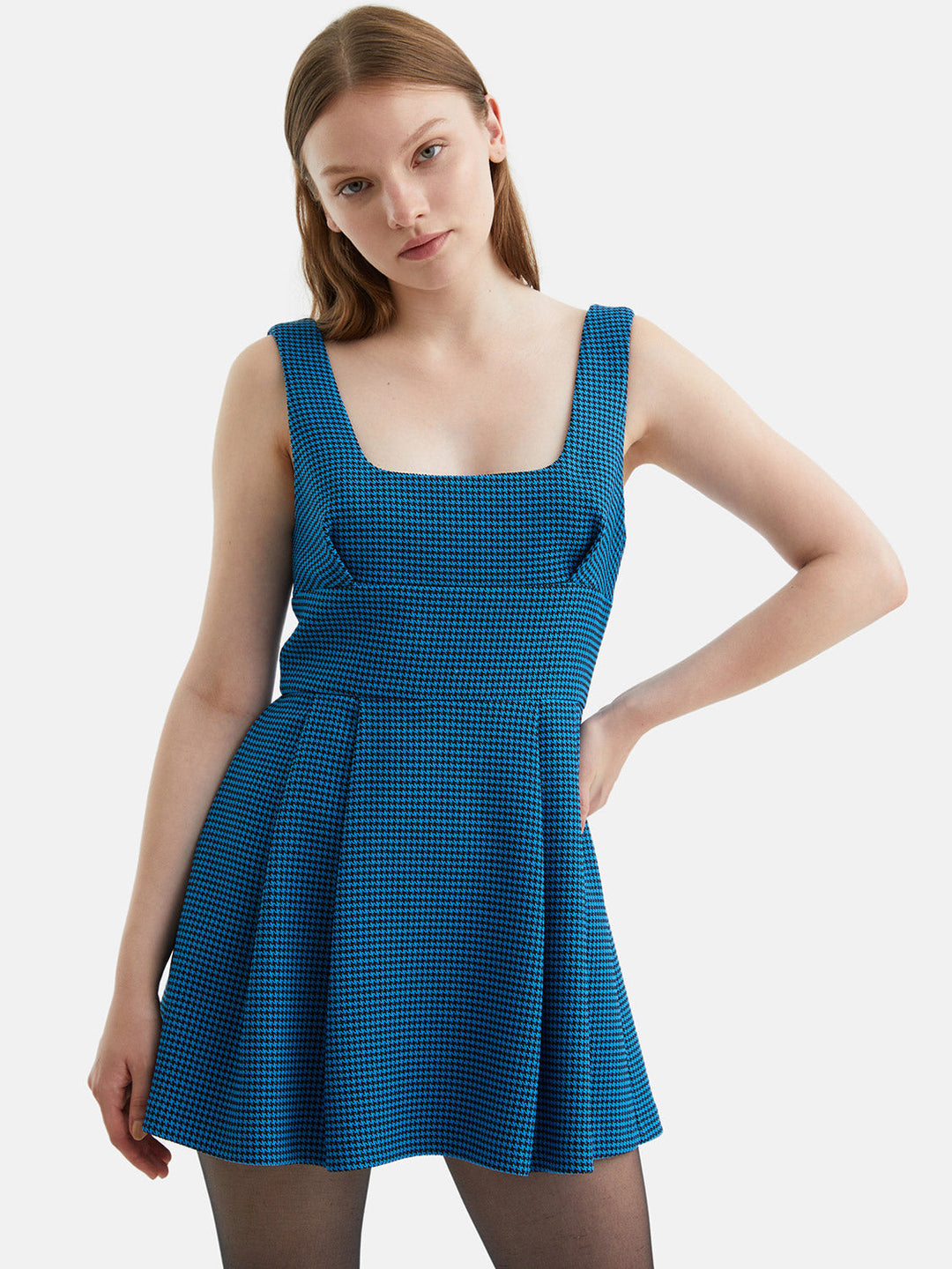 Pleated Mini Dress - Blue