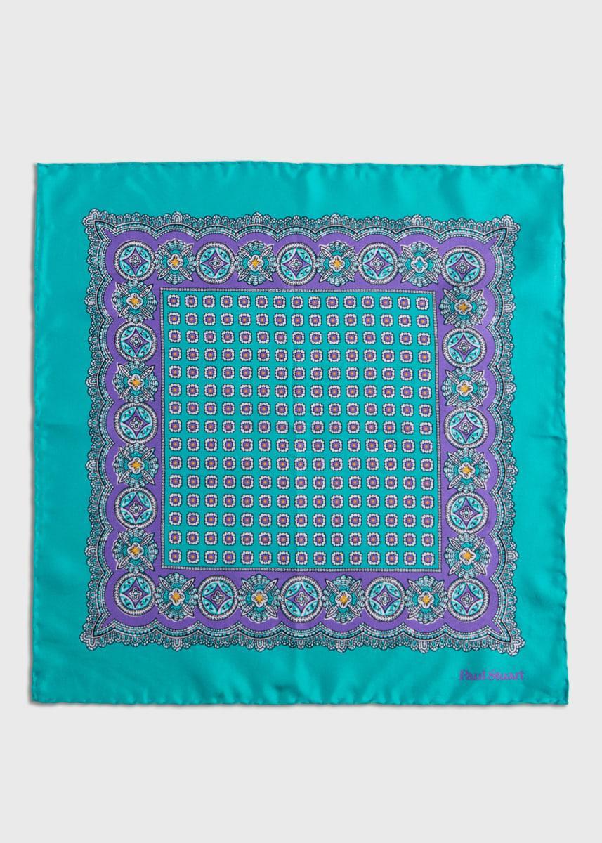 Silk Twill Medallion Pocket Square - Mint