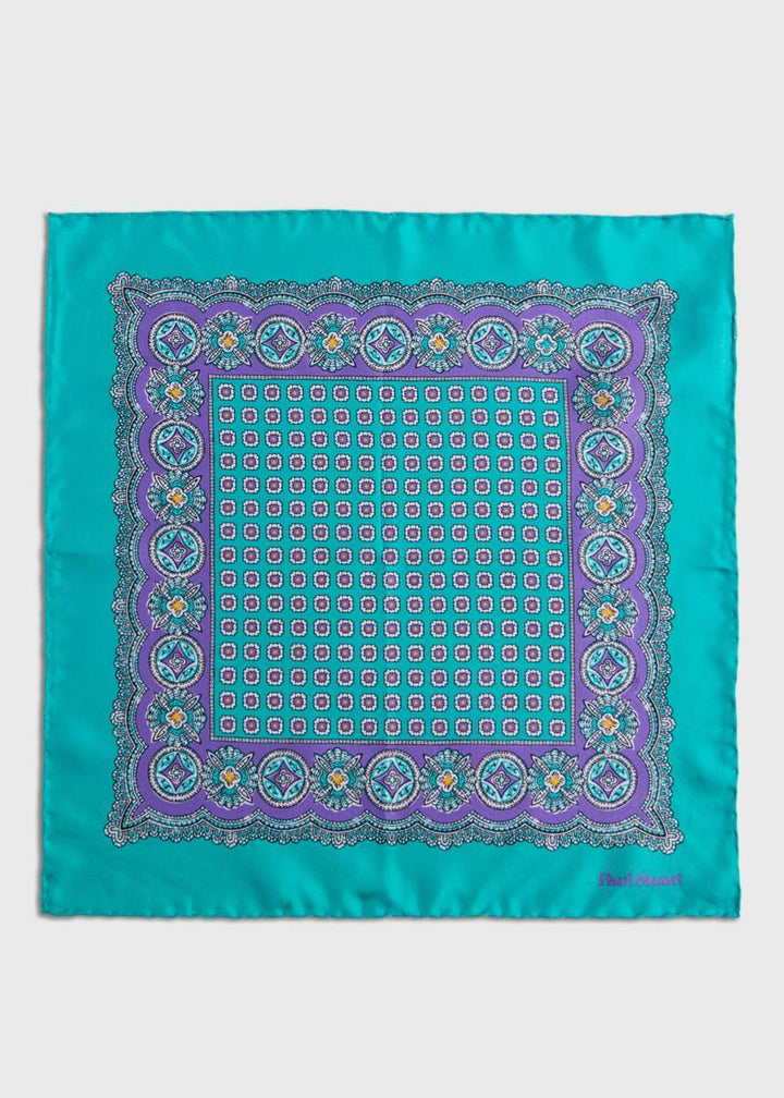 Silk Twill Medallion Pocket Square - Mint