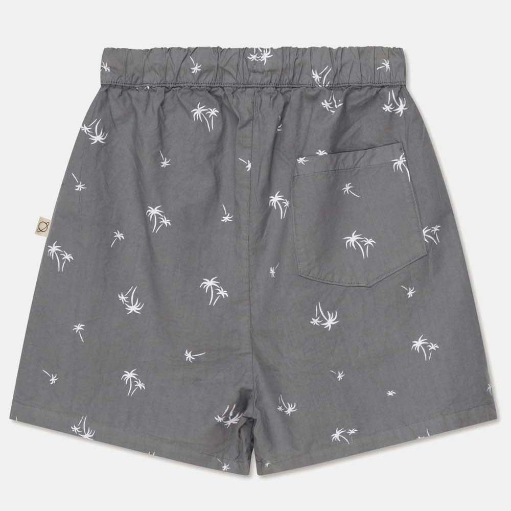 Palm Print Bermuda Shorts - Dark Grey
