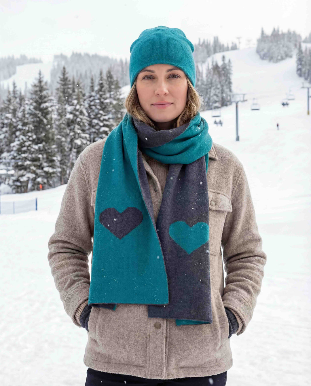 8"x60" Jaquard Scarf Two Tone - D.slate/o. Blue