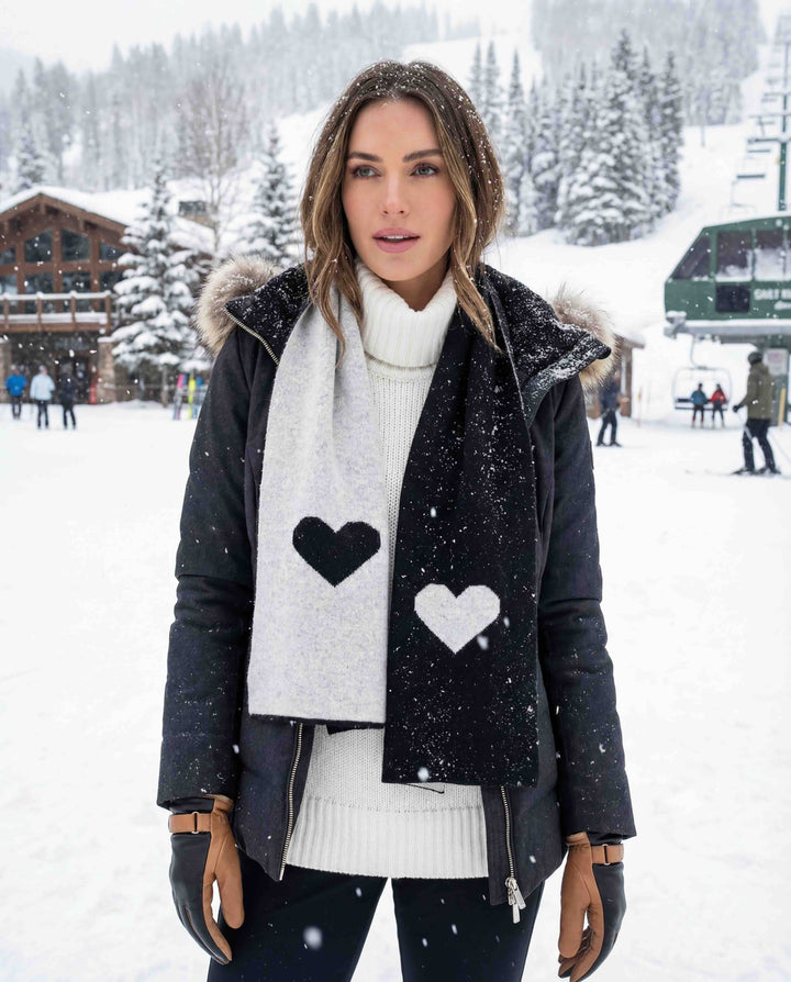 8"x60" Jaquard Scarf Two Tone - Blk/heather Wht