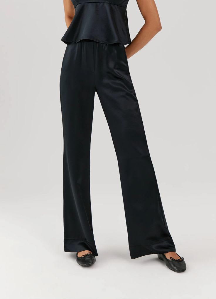 Chloe Silky Trousers - Black