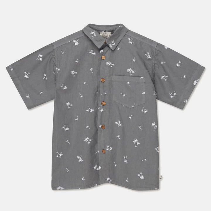 Palm Print Shirt - Dark Grey Tops My Little Cozmo 