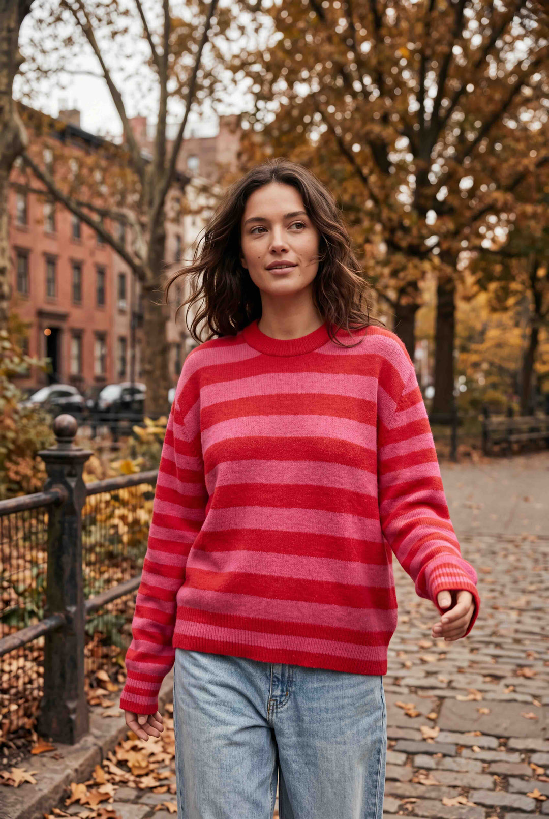 Jenn Striped Crewneck - Red