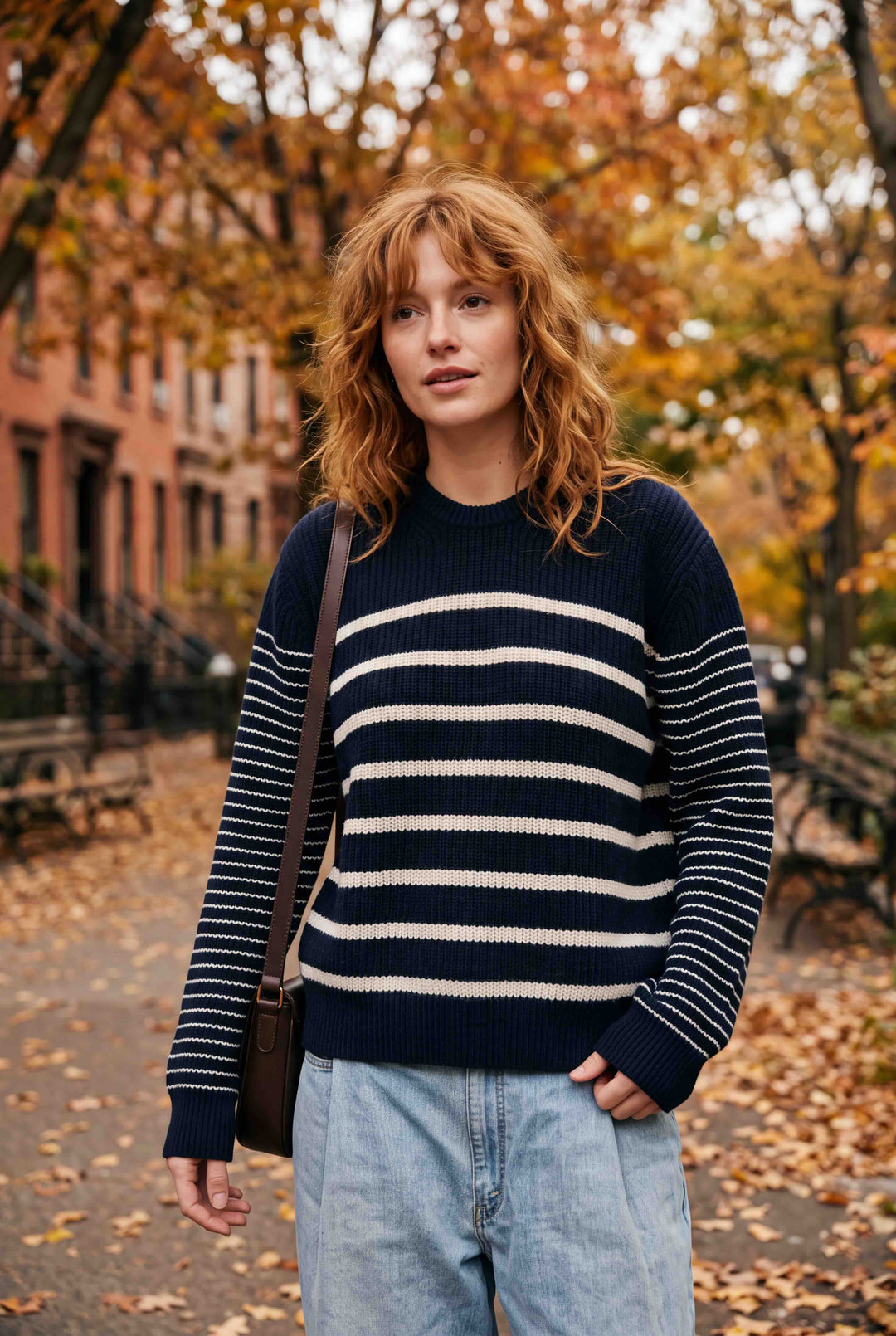 Jess Striped Crewneck - Navy