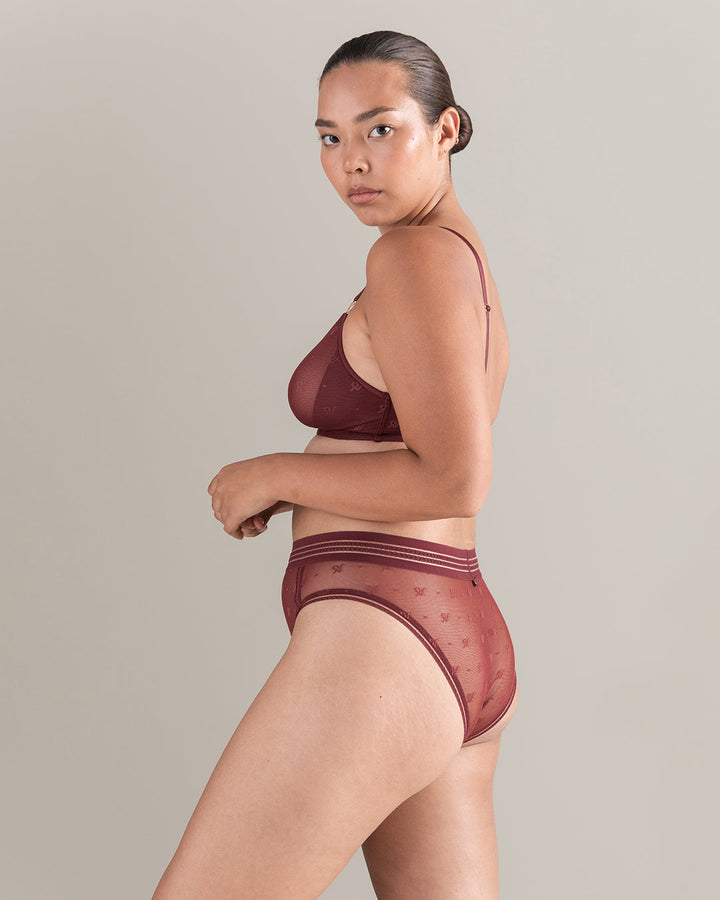 The Easy Does It Bralette Logo Mesh - Merlot