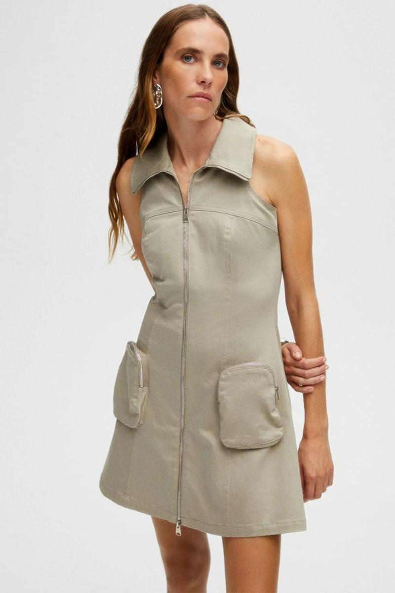 Mini Dress with Pockets - Mink