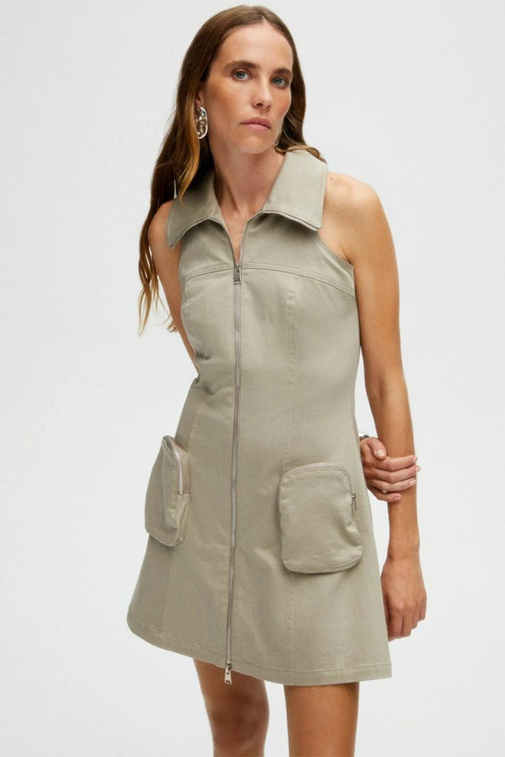 Mini Dress with Pockets - Mink