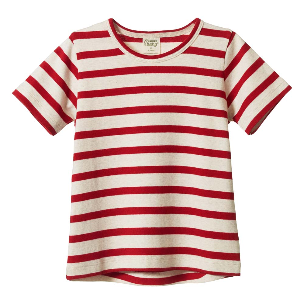 River Tee - Oatmeal/Red Sailor Stripe Tees Nature Baby 